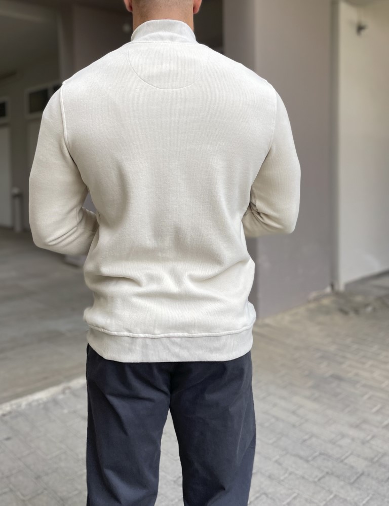 Ανδρική μπεζ βαμβακερή ζακέτα με γιακά 2330B φωτογραφία